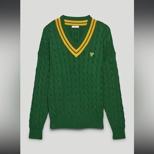 Tna Clay Sweater green/yellow cable knit